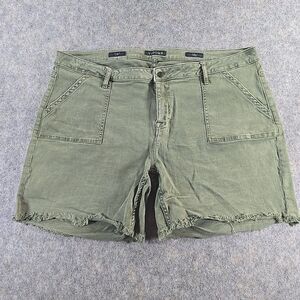 Vigoss Marley Denim Short Olive Green Plus Size 22 X 7 Mid Rise Raw Edge Stretch